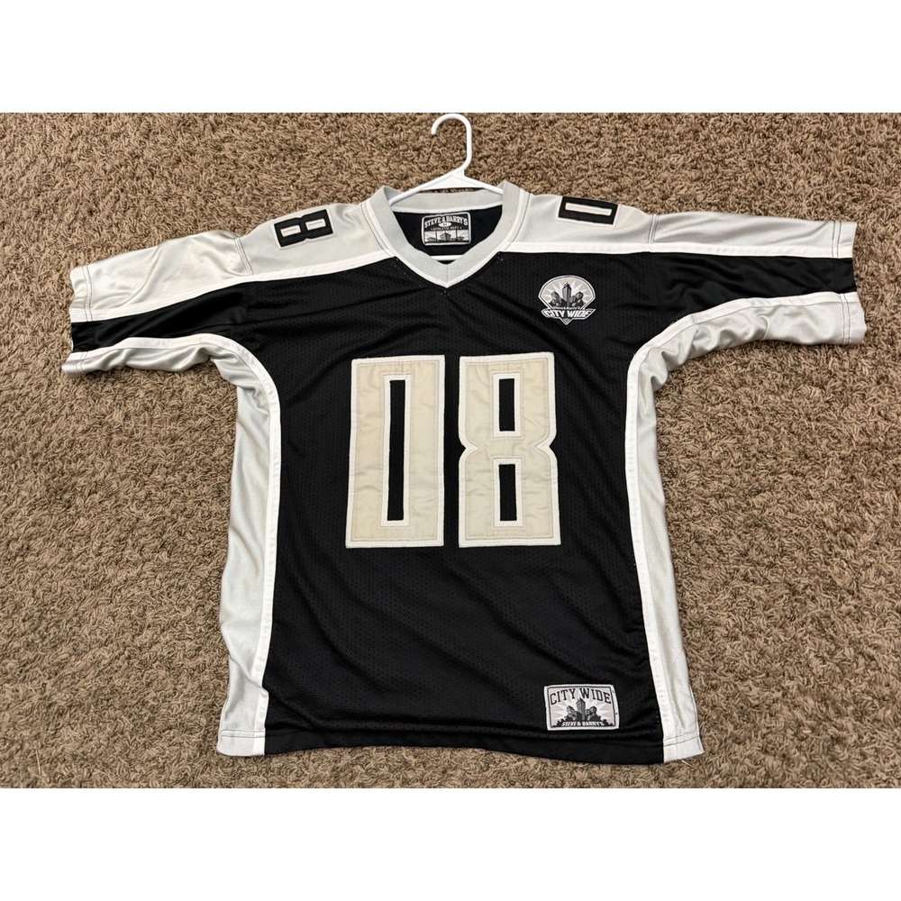 Y2K Steve & Barry's City Wide #8 Basketball Jersey Men's Black White Sz Medium